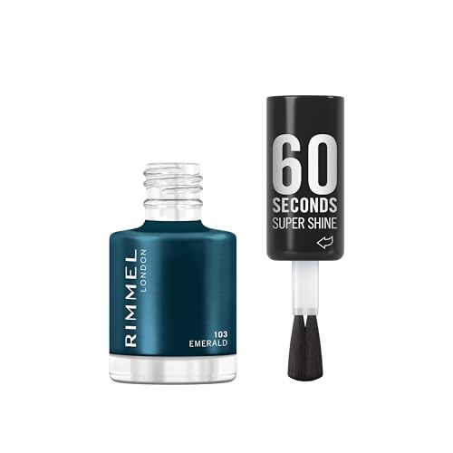 Rimmel 60 Seconds Super Shine Vernis à ongles, 103 Emerald, Vernis à séchage rapide, Couleur vive, Longue tenue, 8 ml