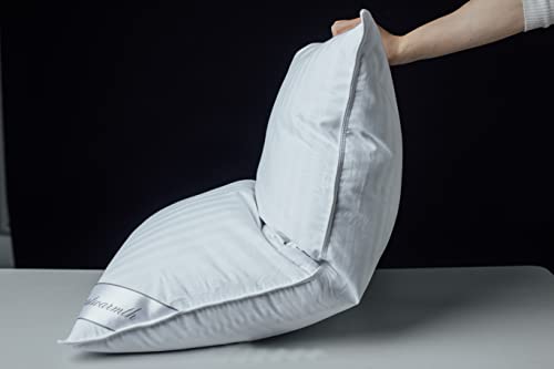 Goose Down Feather Soft Pillows One Pillow 100% Cotton Supportive Bed Pillow Stripe White Color Standard Size 20x26 inch