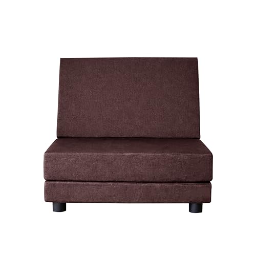 Image of Convertible 3 * 6 Single Seater Sofa Cum Bed | Foldable Sofa Bed for Apartments & Studio Rooms (Brown, Leg Sofa)