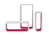 King Collection M1105004/C 3-teiliges Regal-Set, rechteckig, abgerundet, aus MDF, zweifarbig, Weiß/Fuchsia