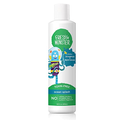Image of Fresh Monster 2-in-1 Kids Shampoo & Body Wash, Ocean Splash - 8.5oz, Toxin-Free, Hypoallergenic, Natural & PETA Certified Cruelty-Free, Unisex