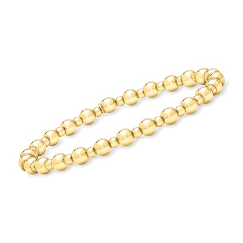 Pure Collection by Ross-Simons Italian 3-5mm 18kt Gold Vermeil Bead Stretch Bracelet