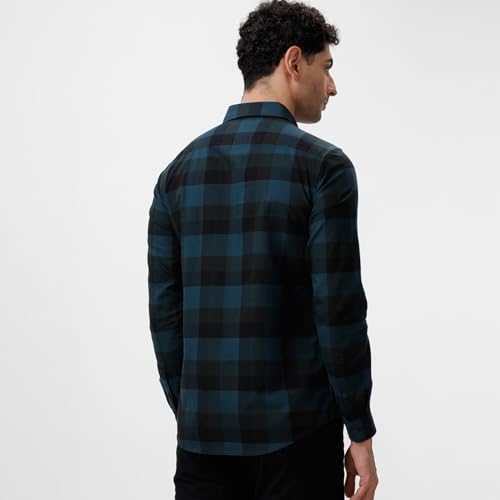 Image of BASICS 100% Cotton Checked Shirt for Men | Slim Fit | Everyday Smart Casual Wear | Full Sleeve