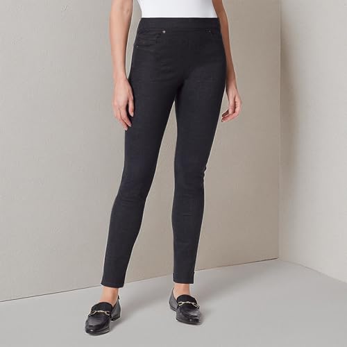 Gloria Vanderbilt Womens Avery Ponte Slim Pull On Pants, Lyons Crosshatch Plaid, 12 Petite US4