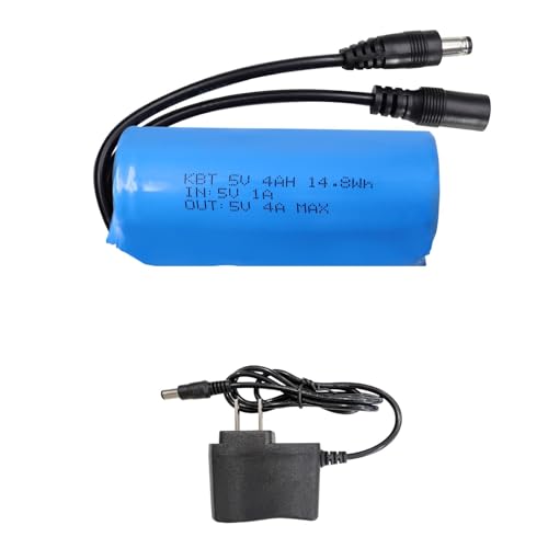KBT 5V 4Ah Battery Pack with Charger & DC5521 Connector Cable for 5Volt Devices RC Car Robot DIY LED Light Strip
