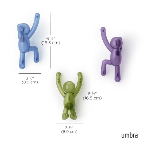 Image of Umbra Buddy Wall Hooks, Drill-Free Pin-Point Coat Hooks, Gem Multi