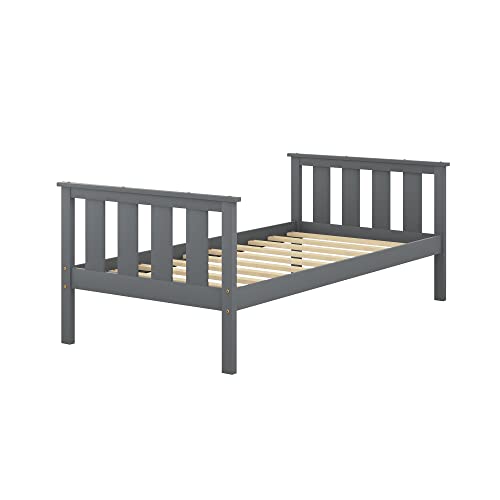 Harper & Bright Twin Size Bed With Headboard Wood Platform Frame Bed For Kids Teens, Grey #TOP13