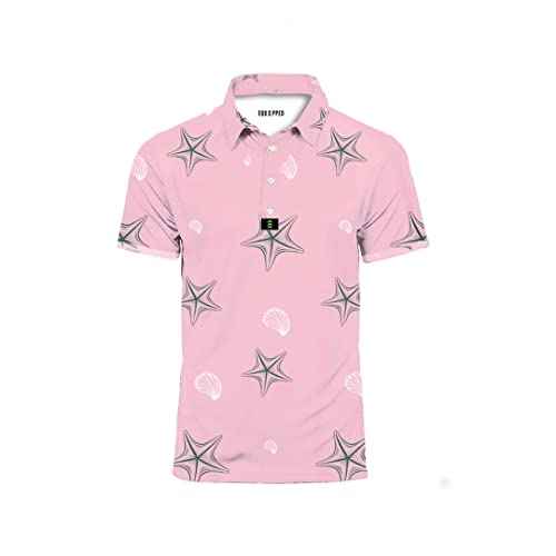 Image of Equipped Men's Golf Premium Polo T-Shirt | Short Sleeve | Regurlar Fit Collared Be a Star Golf Tennis Shirt Pink