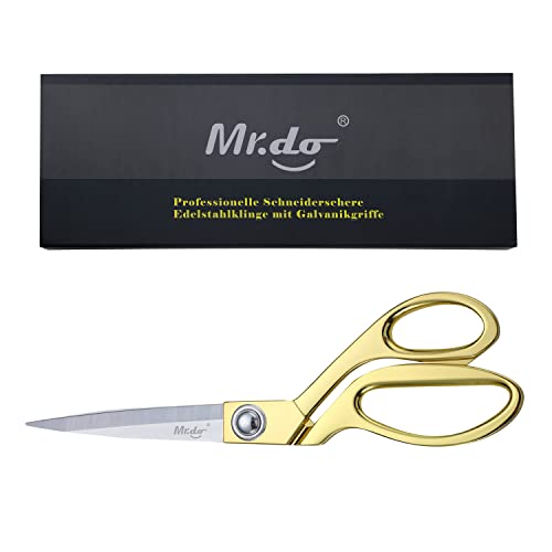 Mr.do Schneiderschere Professionelle Stoffschere Edelstahl Scharf Schere mit Plattierungsgriff für Nähen Stoff Textil Mehrzweckschere Haushaltsschere (9 Zoll, Gold)