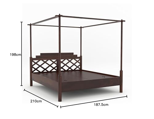 Image of Sheesham Solid Wood King Size Jaipur Poster Bed for Home| Beautiful Bedroom (King, Jaipur Poster Bed)
