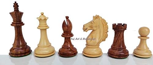 Alban Luxury Staunton Chess Pieces with 2 Extra Queens- 4" Elite Series Weighted Golden Rosewood | Premium Chess Set