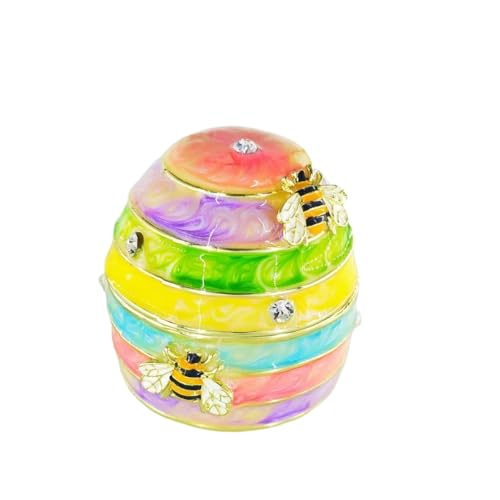 FLYuechun Ranan Caja decorativa de colmena de abeja pintada a mano, 12 x 8 cm, caja de joyería de aleación (mezclada)