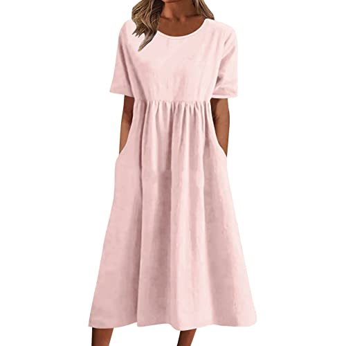 Sommerkleid Damen Blusenkleid,Kleid Blume,Figurfreundliche Kleider,Skandinavische Sommerkleider,Festliche Kleider Sommer,Strandkleid,Gesmoktes...