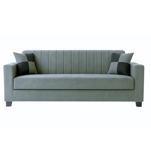 Image of FURNY Premium Avvor 4 Seater Fabric Sofa Set, 3 Seater Sofa with Ottoman (Light Grey Color) | Durable Comfort | Modern Design | Ideal for Living Room