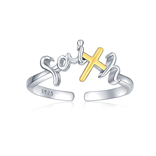 Bague de foi en argent S925 - Cadeau d'anniversaire et Noël pour femme avec anneau réglable