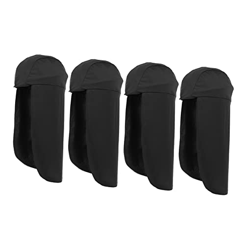 NOLITOY 4pcs Long Tail Cycling Sun Hat Outdoor Sunshade Hat Neck Shade Uv Protection Windproof for Cycling Fishing Camping Black