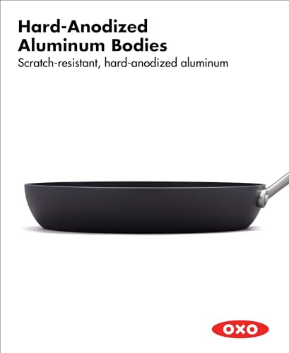 Image of OXO Professional 10 inch Frying Pan Skillet, Hard Anodized Ceramic Nonstick Cookware PFAS-Free, Induction Suitable, Stainless Steel Handles, Diamond Reinforced Coating, Dishwasher Safe, Oven Safe, Black