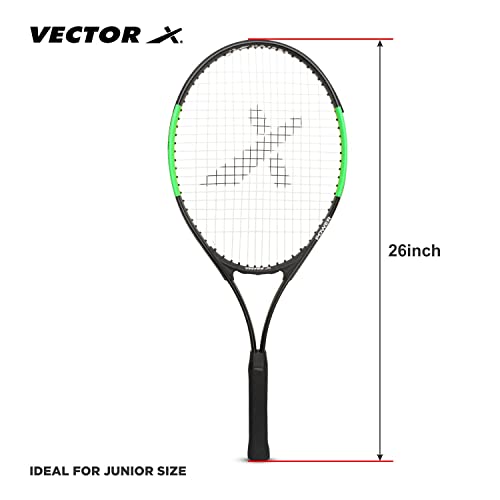 Image of Vector X VXT-520 Adult Men Recreational Tennis Racket Lightweight Aluminum Frame for Easy Swing|105 sq in Head|Pre-Strung Beginner Racquet for Outdoor Games Training & Practice (26 inch, 3 /4 Cover)