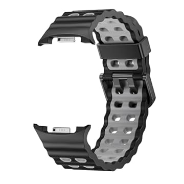 Pulseira Ondas Sport LTimports compativel com Galaxy Watch 8 Classic 46mm, Galaxy Watch 8 44mm e Galaxy Watch8 40mm (LT-Preto-cinza)