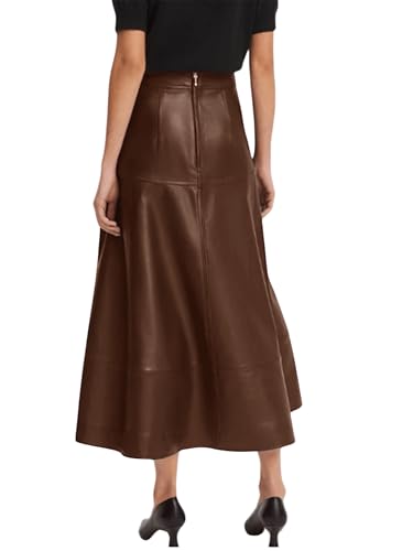 Jild Real Lambskin Leather Skirts for Women High Waist Classical Mid Length Going Out Skirt with Stylish Patchwork3