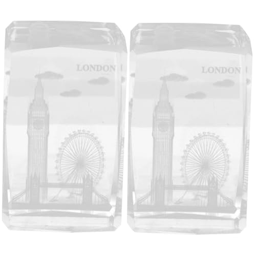 Ciieeo 2 Pièces Ornements Big Ben Statue de Londres Corbeille Souvenir Londres bouda Decoration Interieure Souvenir de Gravure sur Cristal décor en Cristal...