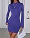 BTFBM Fall Dresses for Women 2025 Fashion Bodycon Bell Long Sleeve Mock Neck Party Club Outfits Going Out Mini Dress(Royal Blue, XX-Large)
