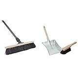 Novaliv Saalbesen Naturhaar Set 40 cm I Besen Kehrblech und Handfeger Teleskopstiel I Rosshaar schwarz I mit Stiel ausziehbar I Weich I fein I Großraumbesen Zimmerbesen