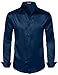 JEMITOP Mens Shiny Luxury Satin Slim Fit Dress Shirts Silk-Like Glossy Long Sleeve Button Down Shirts for Wedding Party Prom Navy Blue L