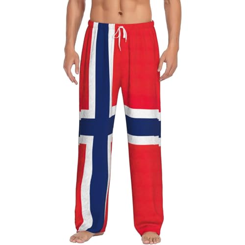 Pantalon de pyjama en flanelle pour homme avec imprimé norvégien Noir Taille M