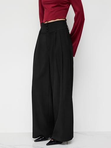 CIDER Wide Leg Pants High Waist Pleated Trousers Business Casual High Waist Work Office Trousers2