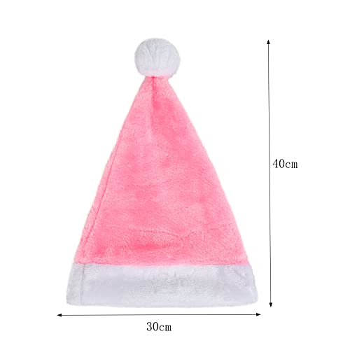 XGOPTS 3 Pieces Pink Christmas Santa Hat for Adult Soft Plush Xmas Santa Hat for Christmas New Year Festive Holiday Party - Image 3