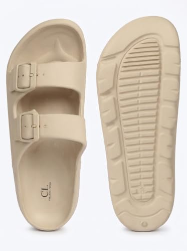 Image of Carlton London Men's Casual Thong Flip Flops with Striped Straps and Metallic Accent