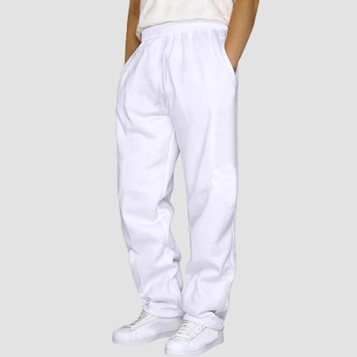 Men's Thermal Linen-Style Pants Elastic Waist Thickened Winter Casual Trousers with Pockets Jogger Sweatpants2