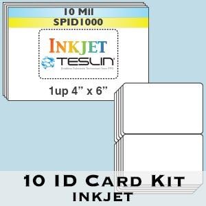 10 Teslin ID Card Kit - 1-Up Inkjet Teslin Sheets & Butterfly Pouches (Without Magnetic Stripes) - Makes 10 Credit-Card Size PVC Like ID Cards