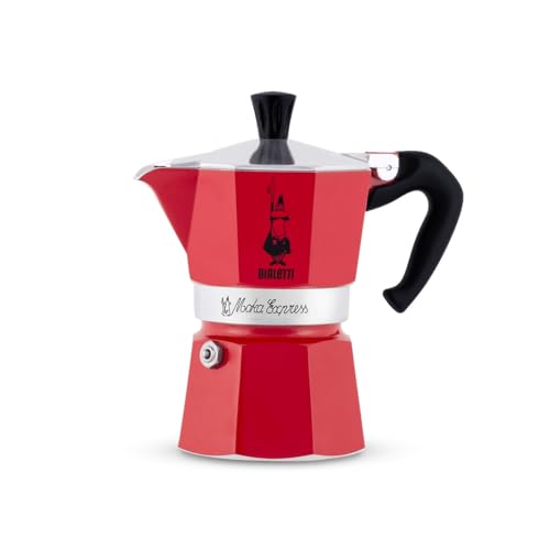 Bialetti - Moka Cafetera espresso para estufa, hace café italiano real, 6 tazas, aluminio, rojo, 270 ml Bialetti - Moka Cafetera espresso para estufa, hace café italiano real, 6 tazas, aluminio, rojo, 270 ml