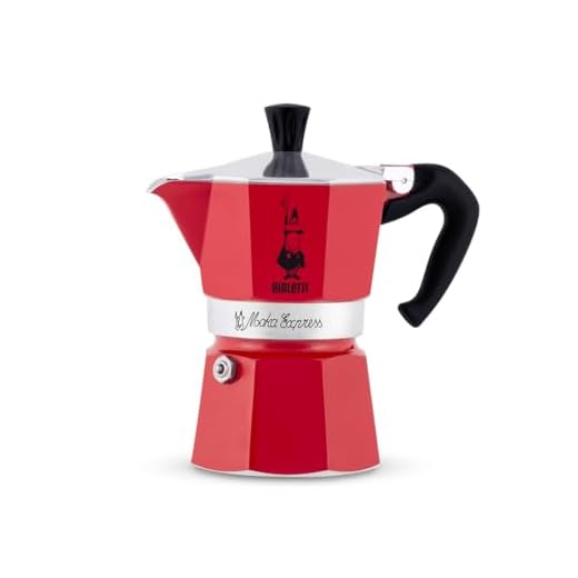Bialetti - Moka Espress: Iconic Stovetop Espresso Maker, Makes Real Italian Coffee, Moka Pot 6 Cups (6 Oz), Aluminium, Red