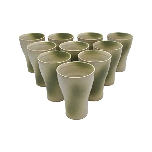 キャッスルエンタープライズ 美濃焼 和風カフェシリーズ 【焼酎 カッフ゜(大)】黄土彩色吹墨 10枚セット