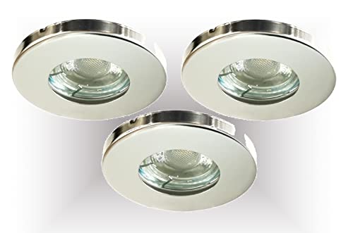 Trango Set di 3 faretti da incasso a LED 6729IP65-038M6KSD IP65 in acciaio inossidabile lucidato con modulo LED bianco freddo 6000K dimmerabile a 3 stadi da 5 watt, plafoniera da incasso per esterni