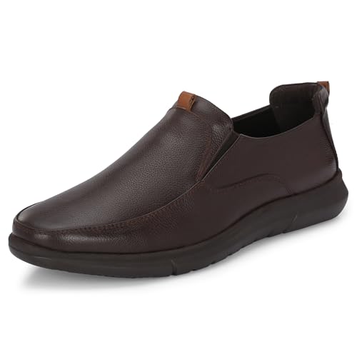 Image of Blue Leather By Centrino Genuine Leather Men's Formal Slip on Loafers |Comfort Trendy Non Lace-Up Design |Flexible Mocassins |Leather with Anti-Skid Sole |Perfect for Office Wear & Formal Dress (3997)