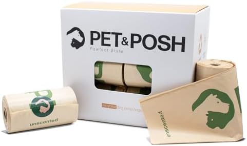 Pet & Posh Dog Poop Bags Rolls - Extra Thick, Leak-Proof, Unscented Dog Bags for Poop - Doggie Poop Bags with Easy-Tear Sticker Made with 65% Recycled Plastic - 270 Bags (18 Rolls)