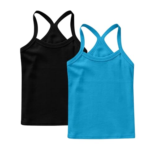 2 Pack Girls Dance Tank Tops Racerback Camisole Spaghetti Strap Camis Sleeveless Undershirts Ballet Gymnastics Wear
