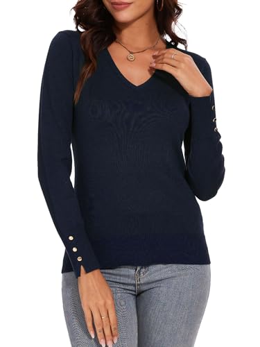Image of Spicy Sandia Women's V Neck Pullover Sweaters with Dressy Cuffs