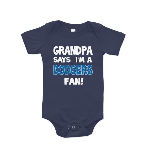 NanyCrafts' Grandpa Says I'm a Dodgers Fan Baby Bodysuit 3 Months Navy