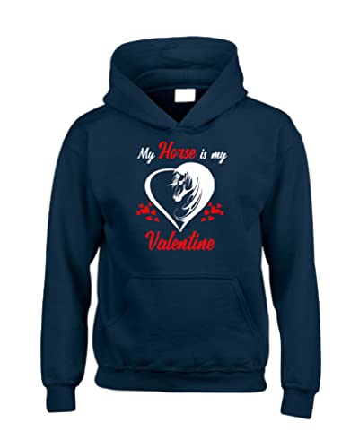Sweat à capuche adulte bleu marine XL avec manches longues imprimé équitation