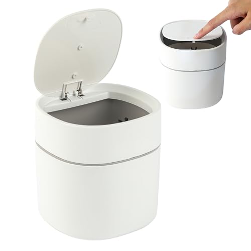 Bamodi Mini Mülltonnen 2L – Weißer Tischmülleimer mit Deckel...