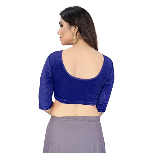 Image of Women's Solid Velvet Breathable 3 /4 Sleeve Round Neck Readymade Blouse (F K A 257111)