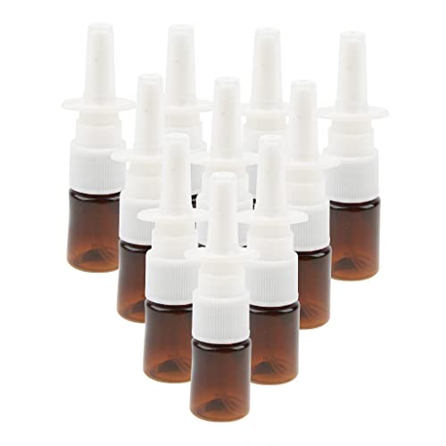 OSRGZRNGR 10 mini botellas de plástico de 5 ml para pulverización nasal, bomba pulverizadora de niebla fina, color marrón