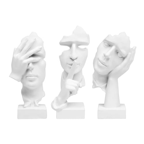 XUEQIZHENG Zimmerdekoration 3 Stück „No Hear No See No Speak“-Skulpturen aus Kunstharz, Moderne...