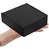 CABAX Recyclable Corrugated Box Mailers, Empty Cardboard Box Perfect for Shipping Small Packaging for Mystery Box Use - 6 x 6 x 2 - Kraft, Black - 2 Pack