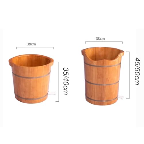 Bañera para pies de madera maciza con tapa y válvula miniatura 7